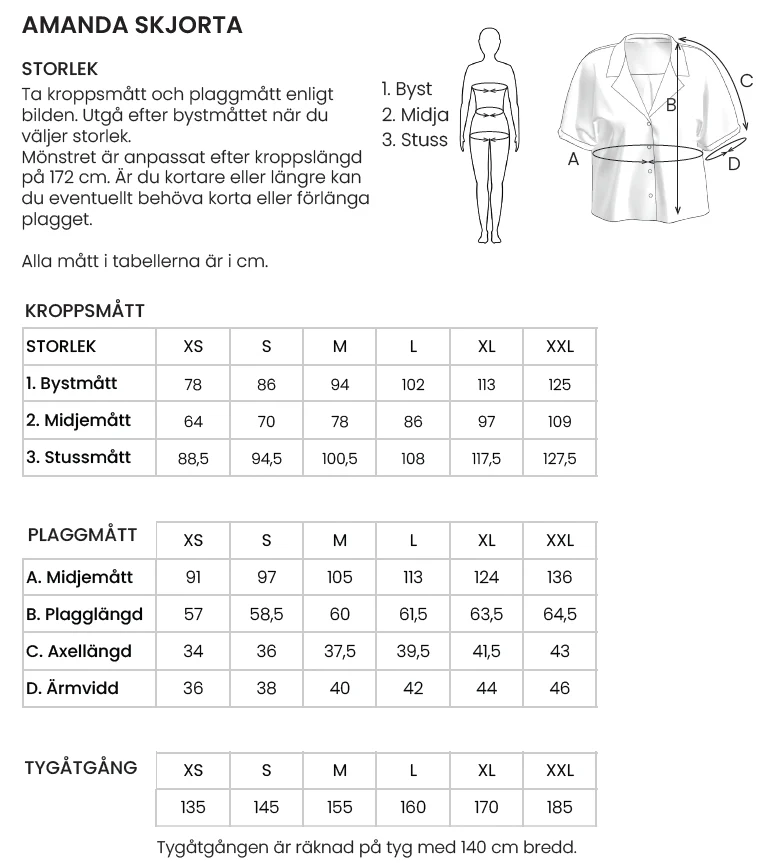AMANDA Kortärmad Skjorta - Symönster